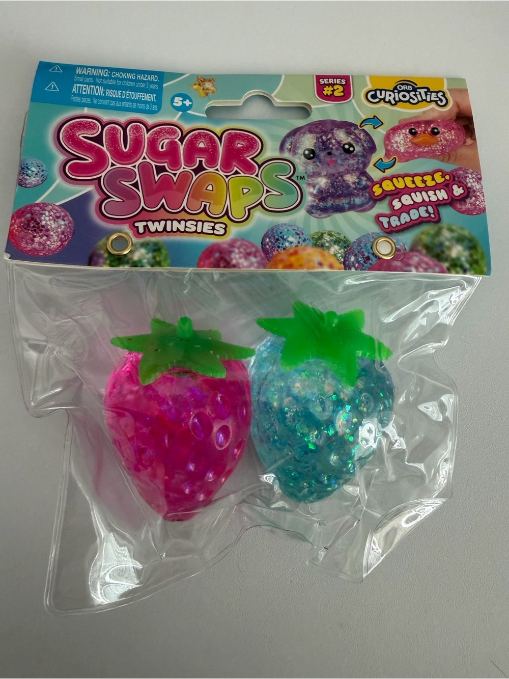 Sugar Swaps Twinsies Strawberry- Pink & Blue Squeezables Squish Squishy fidget